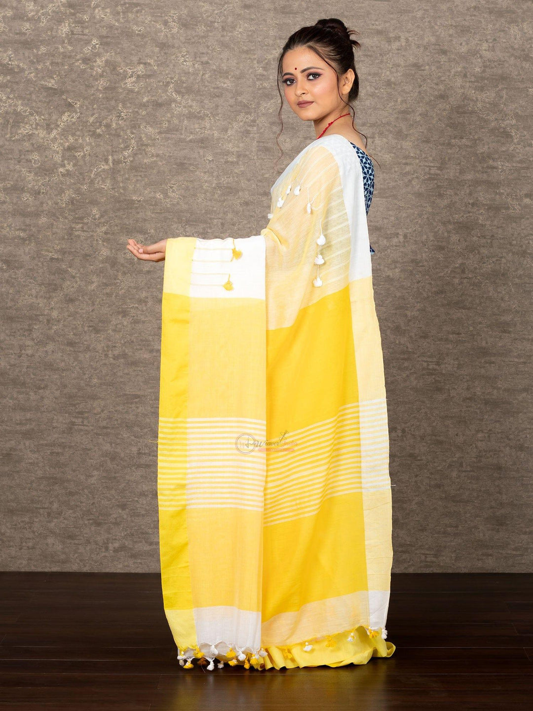 Elegant Multi Color Madhomani Half Half Cotton Saree - WeaversIndia