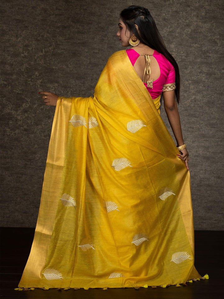 Elegant Yellow Kota Viscose Silk Saree - WeaversIndia