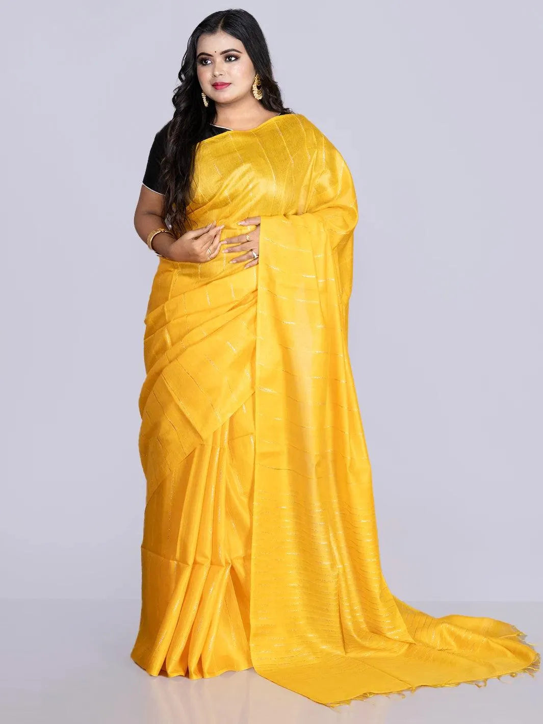 Elegant Yellow Woven BhagalPuri Silk Saree - WeaversIndia