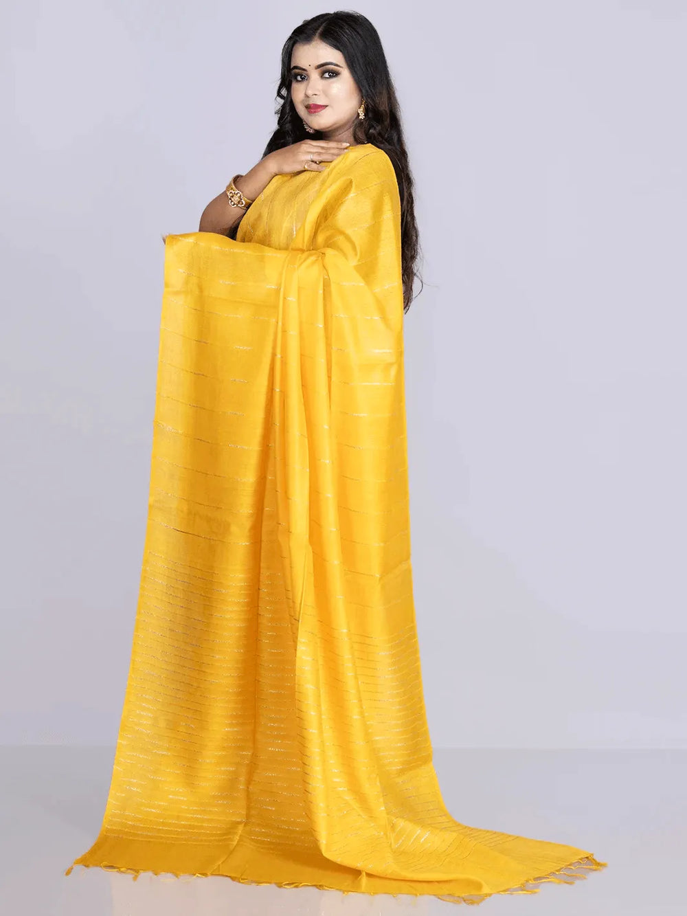 Elegant Yellow Woven BhagalPuri Silk Saree - WeaversIndia