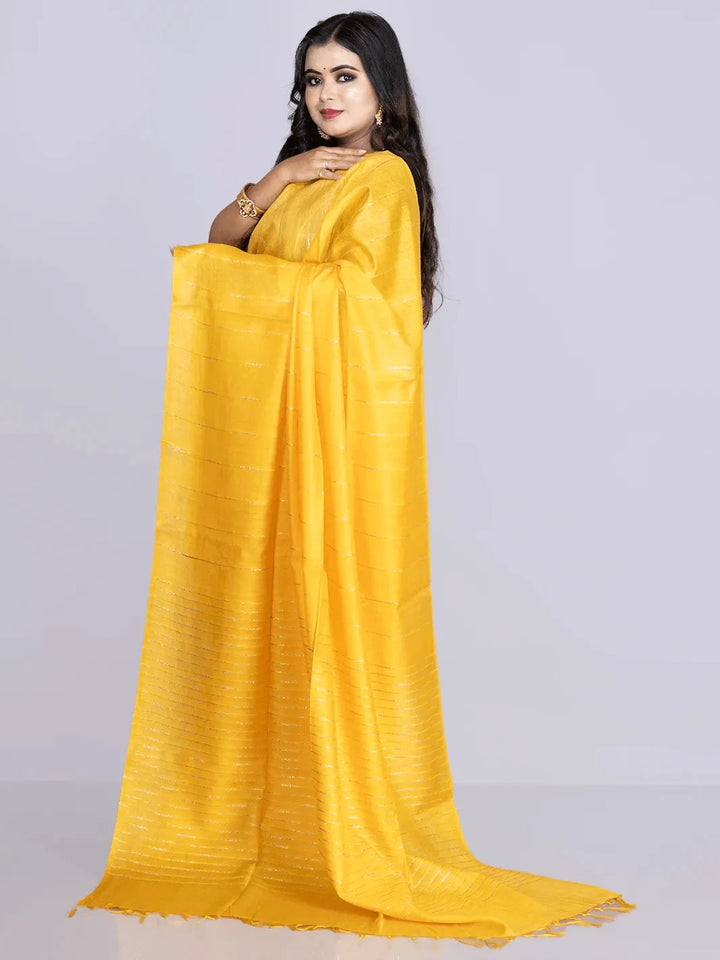 Elegant Yellow Woven BhagalPuri Silk Saree - WeaversIndia