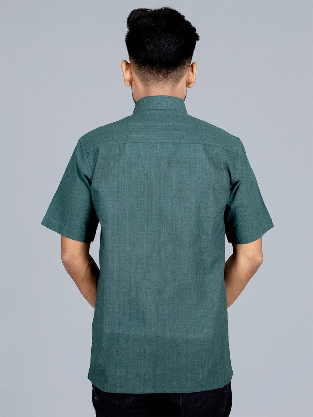 Forrest Green Handwoven Organic Cotton Formal Men Shirt - WeaversIndia