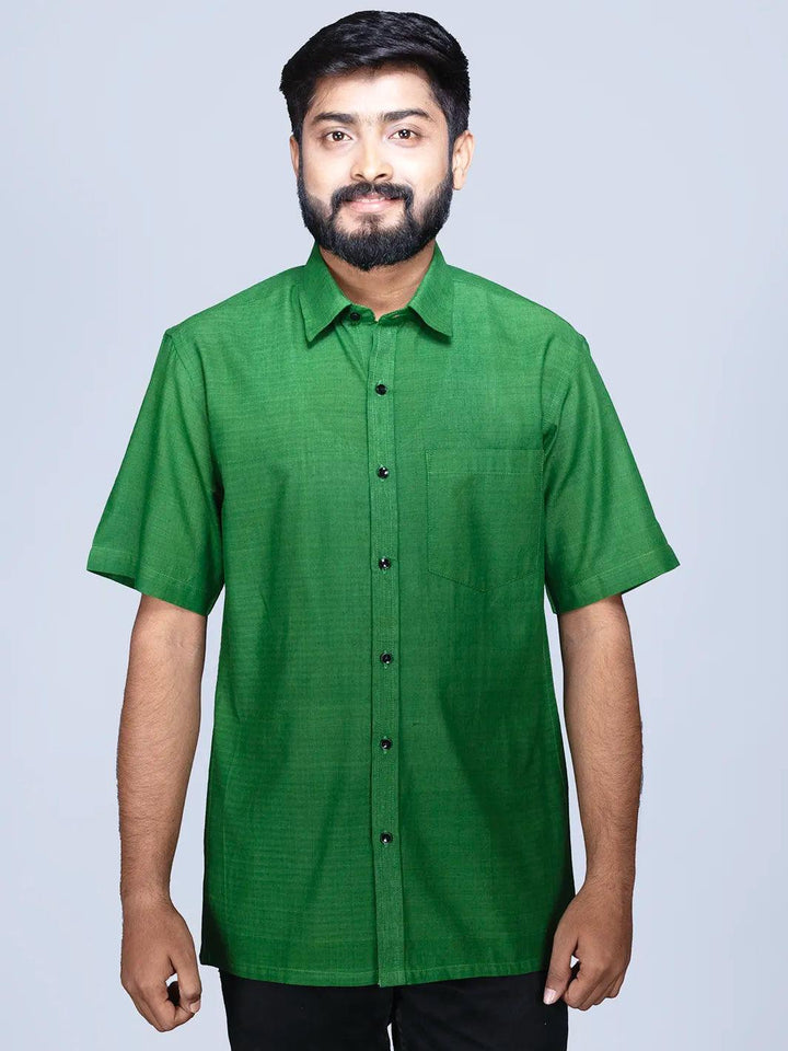 Green Handwoven Organic Cotton Formal Men Shirt - WeaversIndia