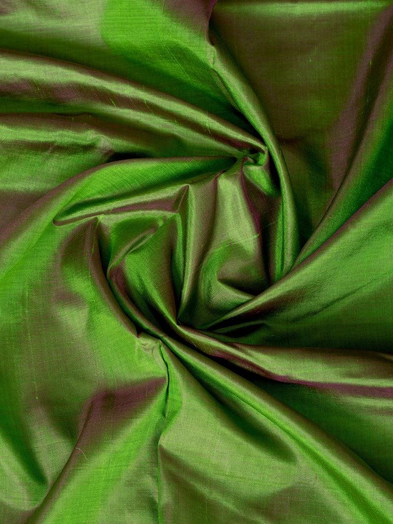 Green Lavender Dueltone Bishnupuri Silk Fabric - WeaversIndia