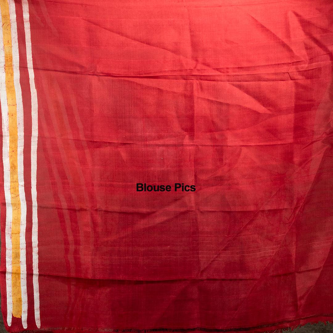 Half Half Batik Printed Murshidabad Silk Saree - WeaversIndia