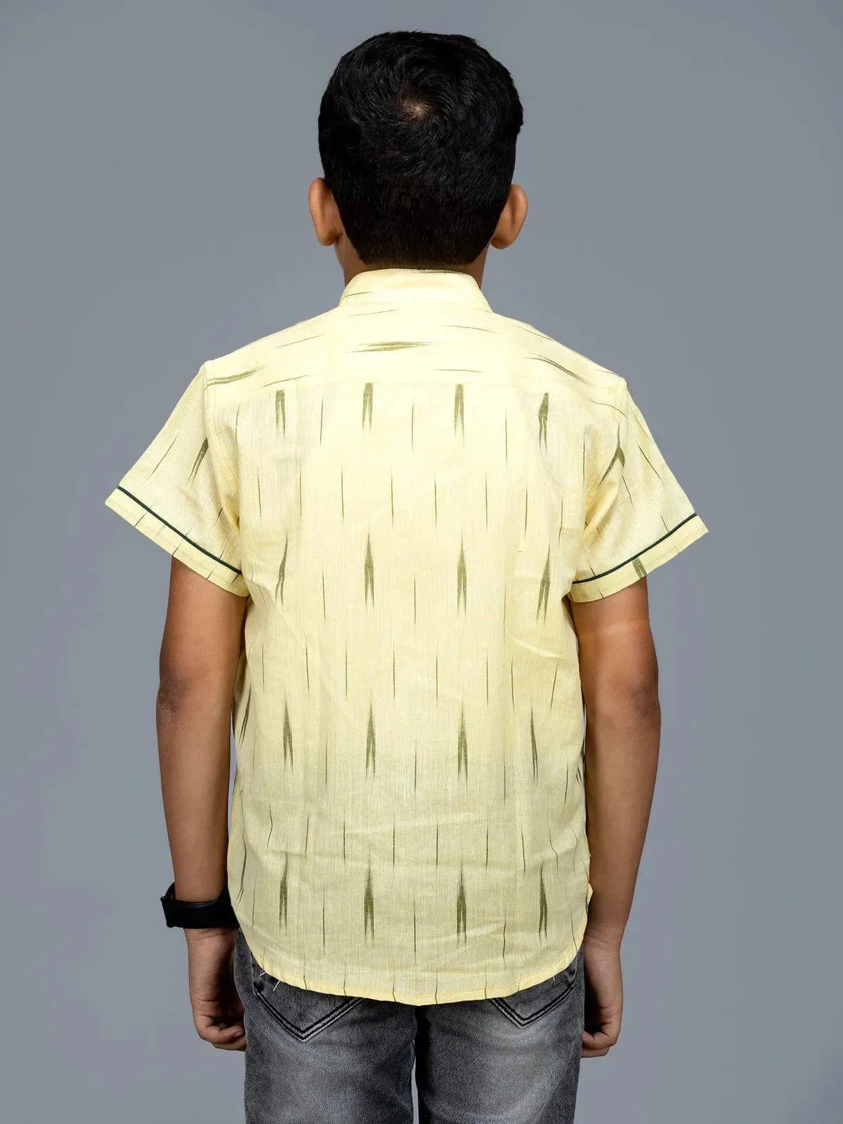 Handwoven Cotton Light Yellow Boys Shirt - WeaversIndia