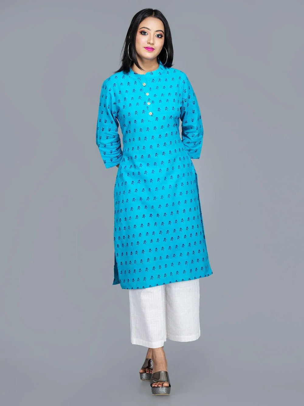 Handwoven Cotton Printed Kurta - WeaversIndia