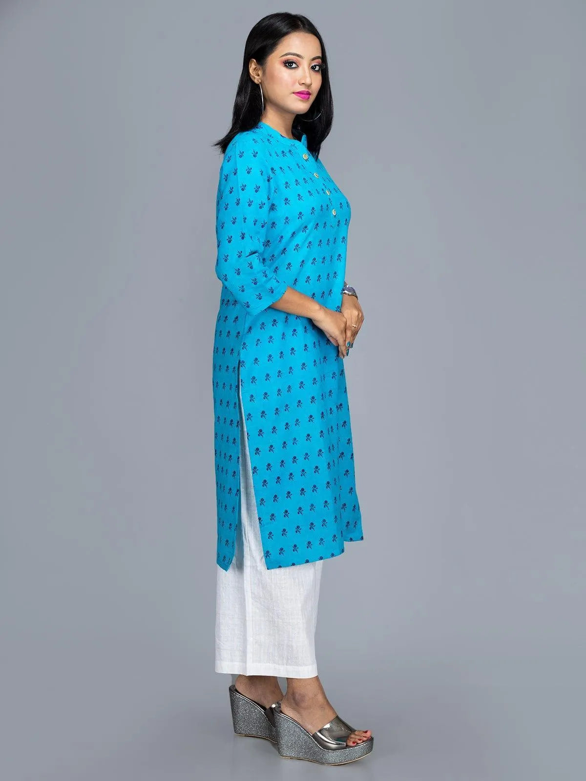 Handwoven Cotton Printed Kurta - WeaversIndia