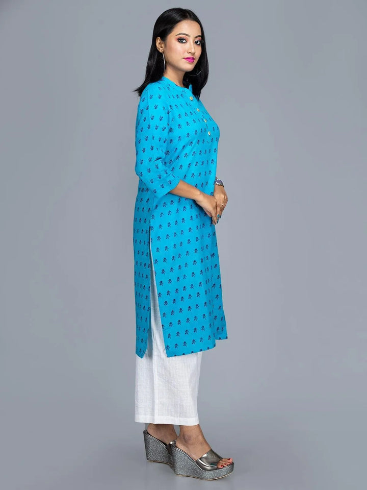 Handwoven Cotton Printed Kurta - WeaversIndia