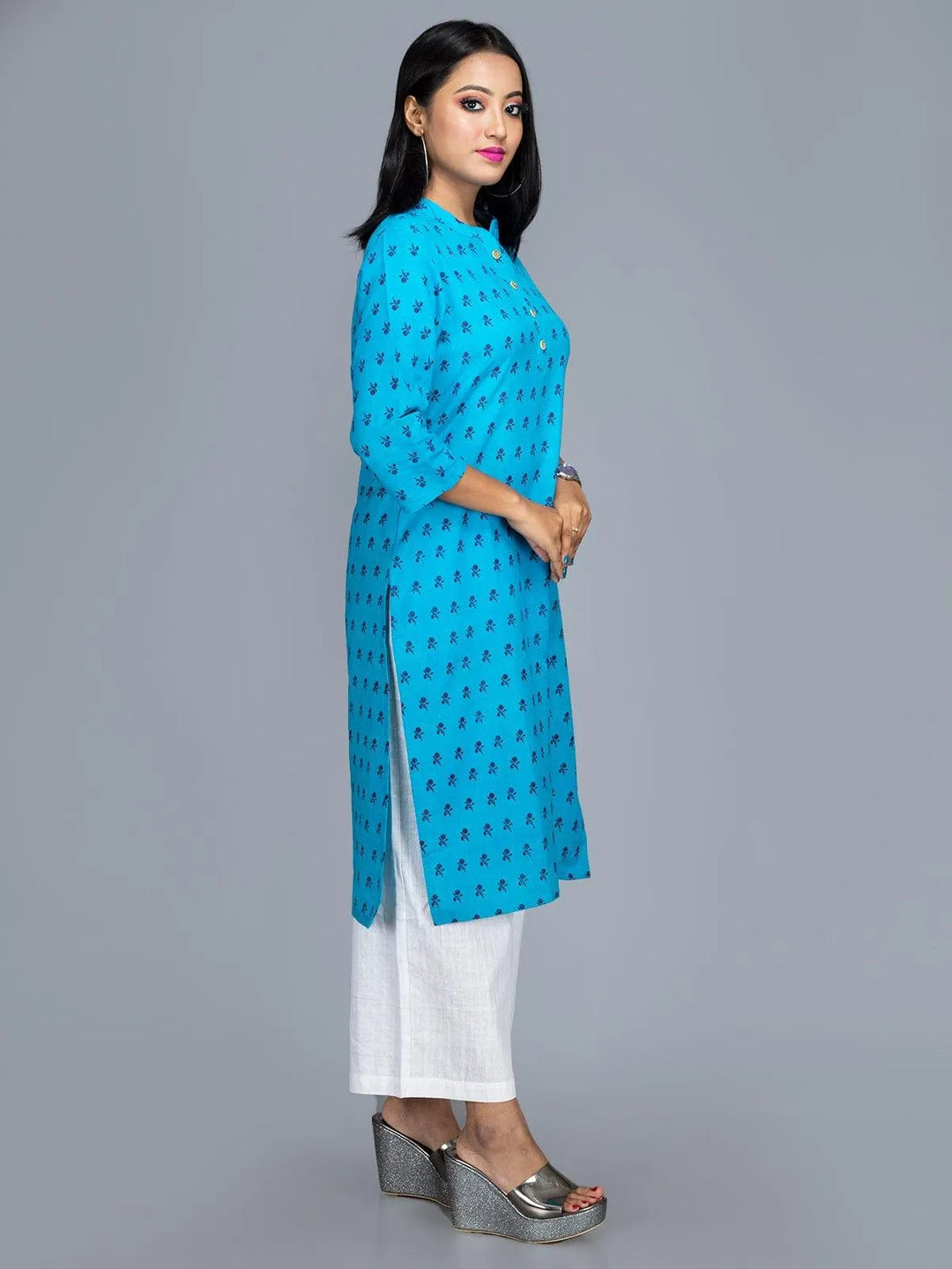 Handwoven Cotton Printed Kurta - WeaversIndia