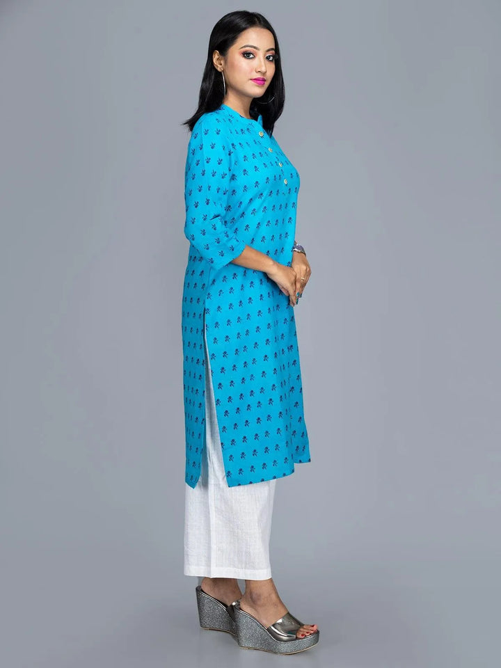 Handwoven Cotton Printed Kurta - WeaversIndia