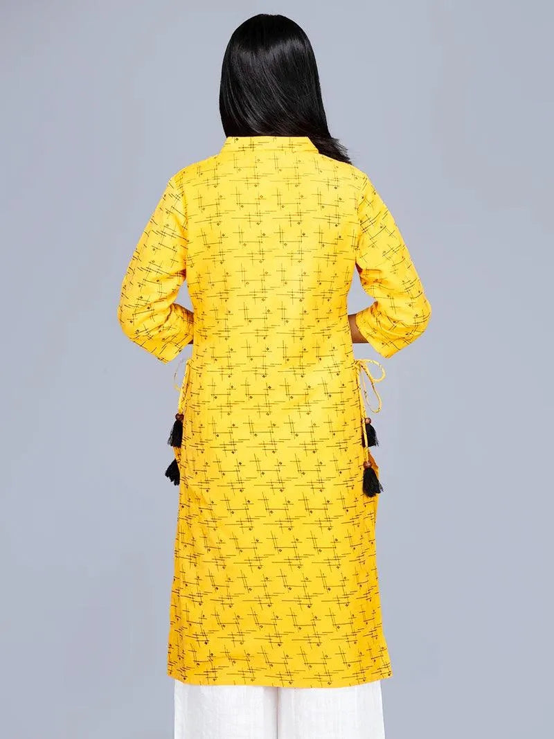 Handwoven Cotton Printed Long Kurta - WeaversIndia