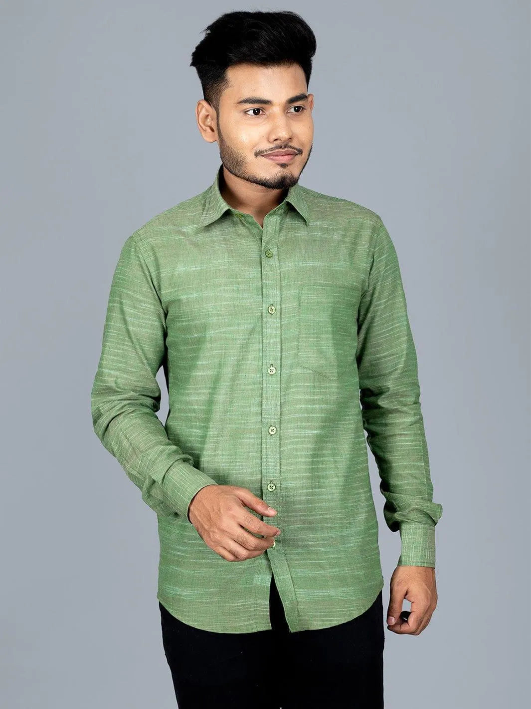 Handwoven Cotton Springs Regular Fit Men Shirt - WeaversIndia