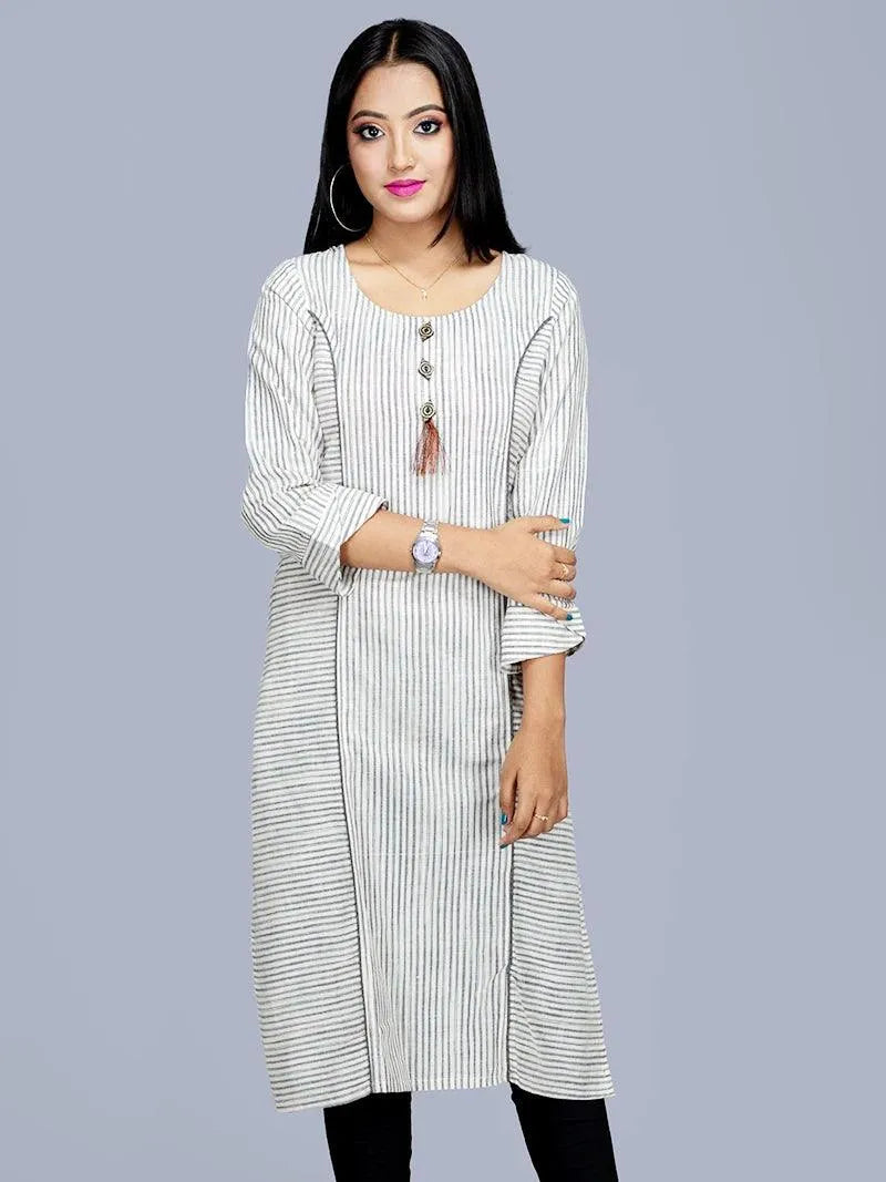 Handwoven Cotton Striped Kurta - WeaversIndia