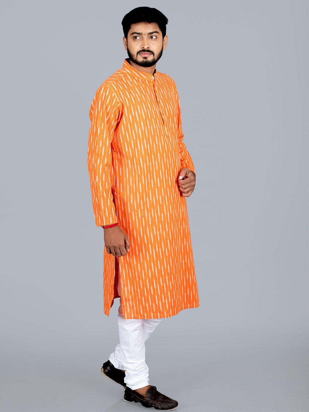 Handwoven Ikkat Cotton Men Kurta - WeaversIndia