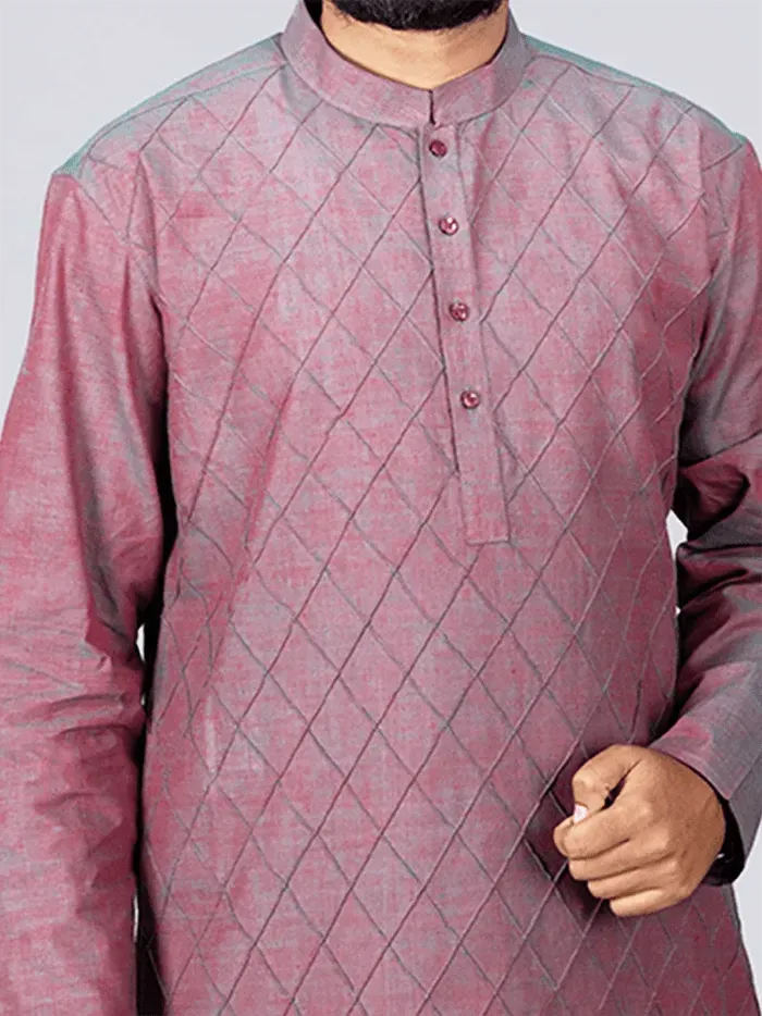 Handwoven Organic Cotton Pintuck Men kurta - WeaversIndia