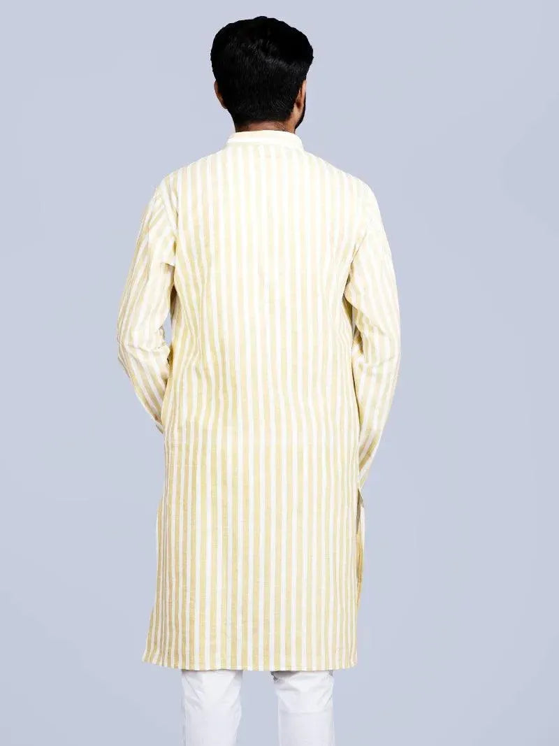 Handwoven Striped Cotton Men Kurta - WeaversIndia