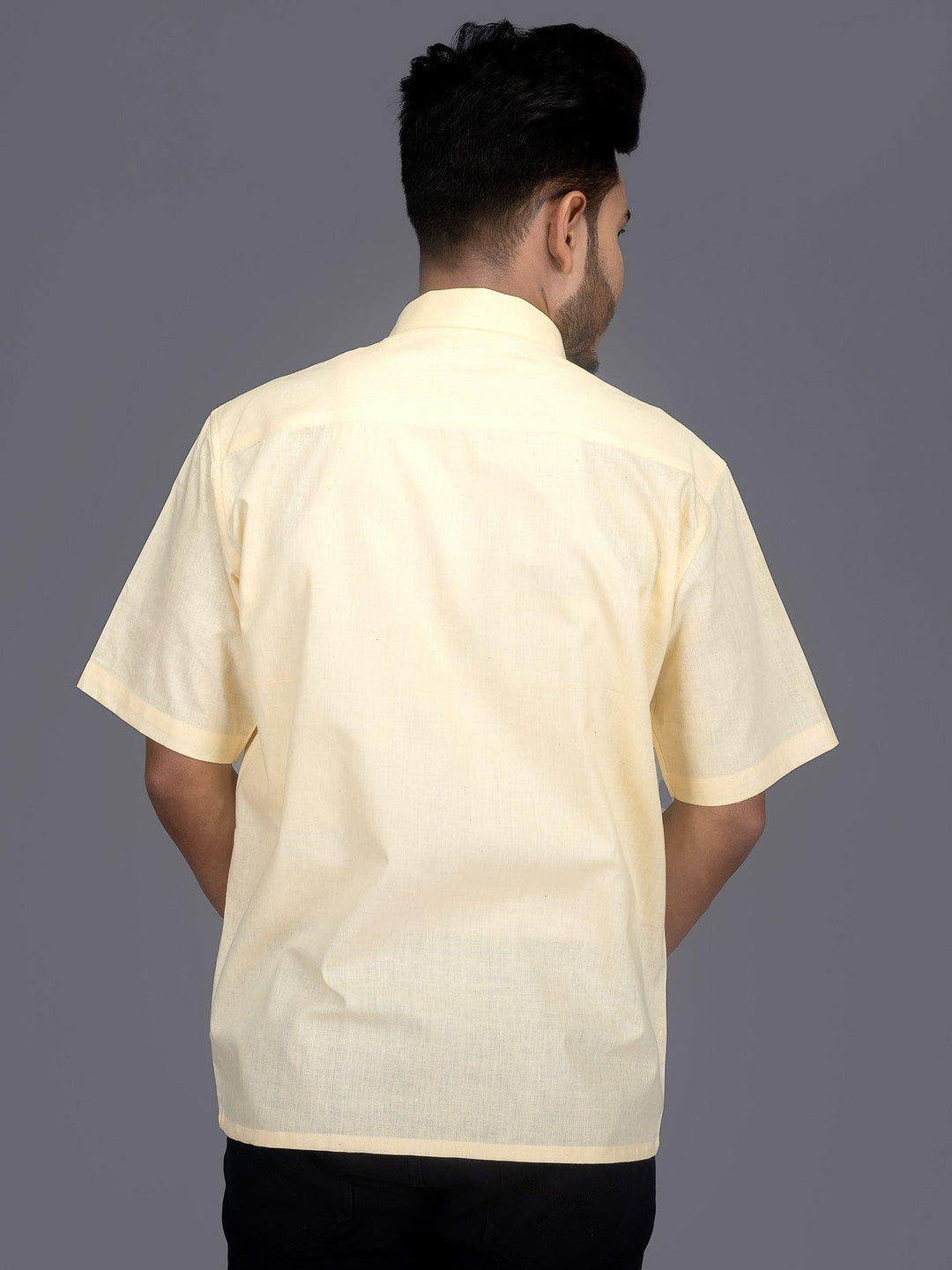 Ivory Handwoven Cotton Formal Men Shirt - WeaversIndia