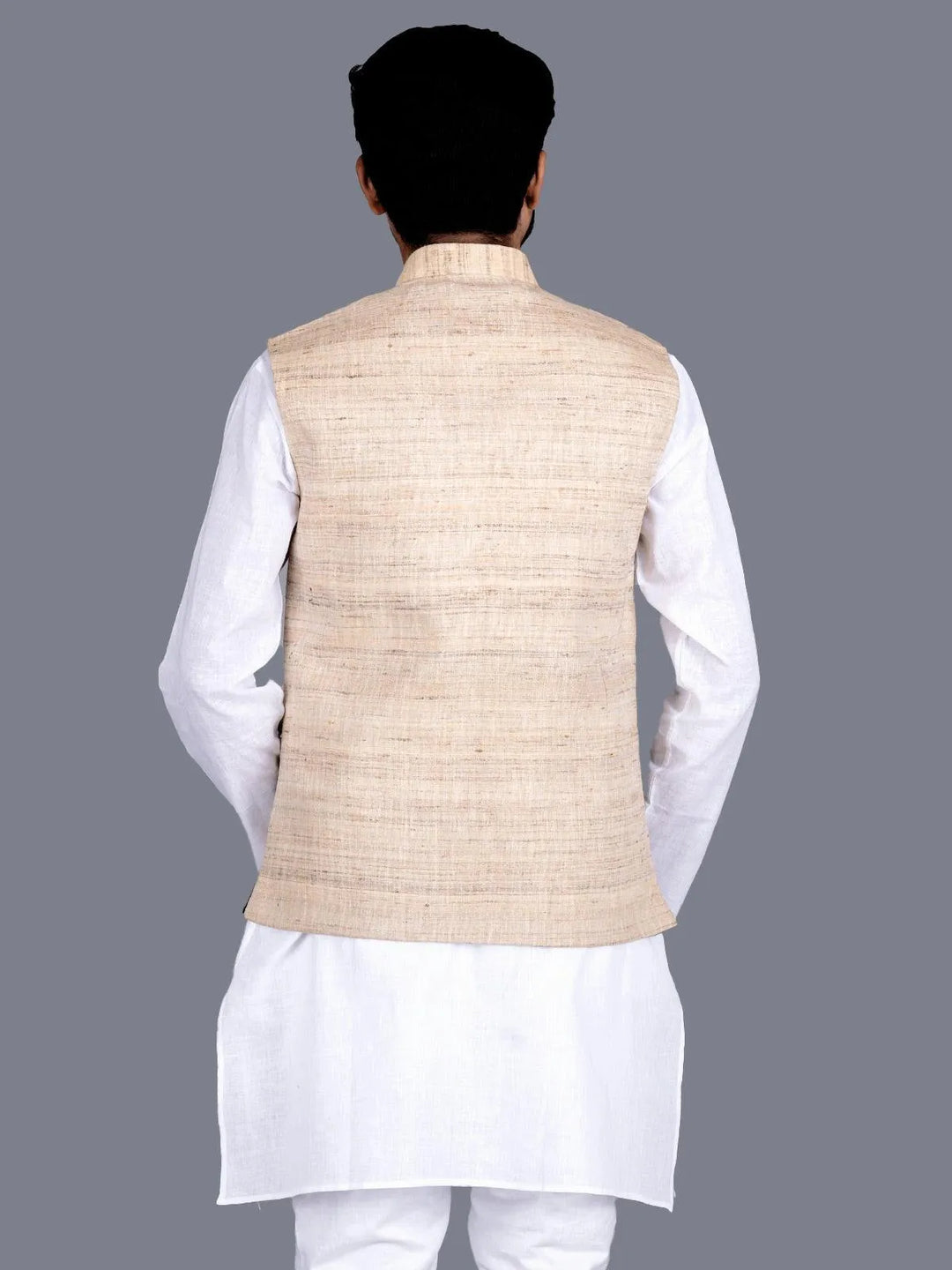 Ketya Matka Silk Neheru Jacket - WeaversIndia