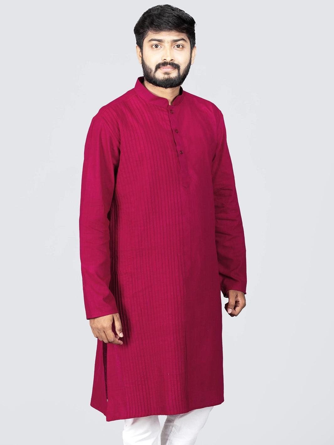 Babyhug Cotton Woven Full Sleeves Solid Pintuck Shirt with Bow - Maroon main image 1