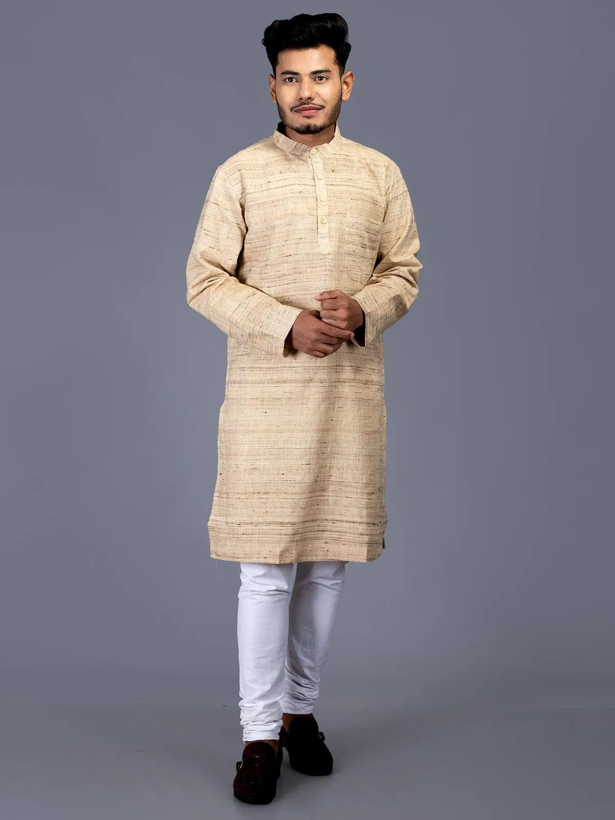 Medium Length Ketya Matka Silk Men Kurta - WeaversIndia