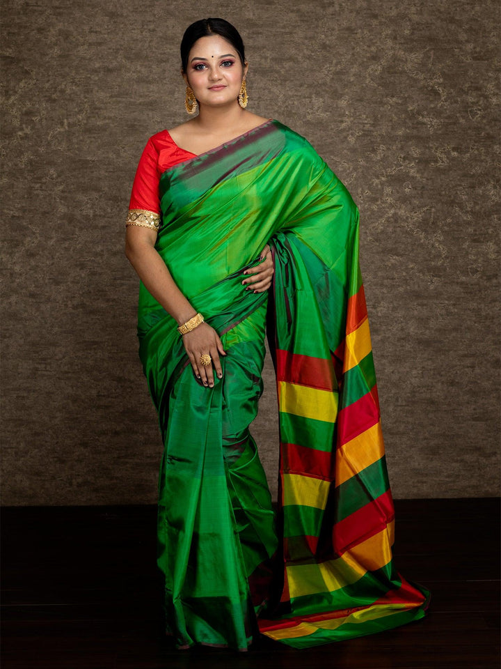 Multi Color 3d Bishnupuri Katan Silk Saree