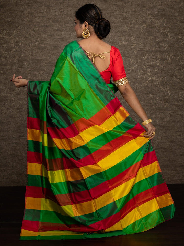 Multi Color 3d Bishnupuri Katan Silk Saree