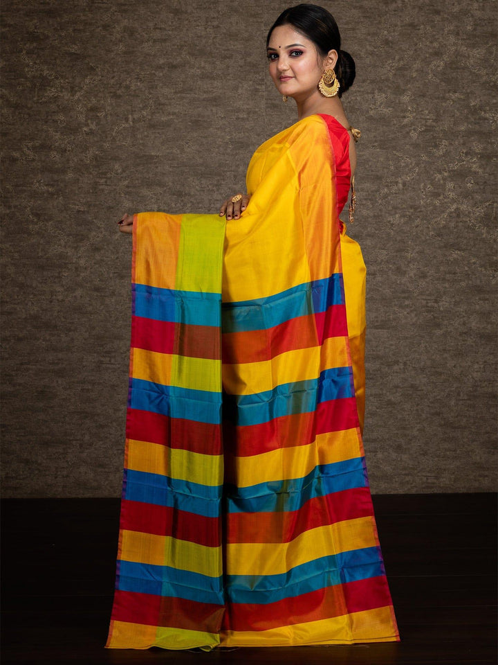 Multi Color 3d Bishnupuri Katan Silk Saree - WeaversIndia