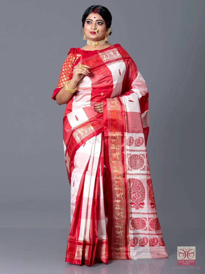Multi Color Allover Jacquard 2D Garad Silk Saree - WeaversIndia