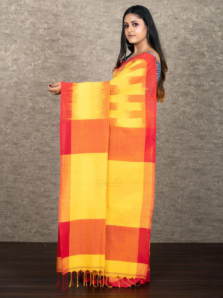 Multi Colored Woven Ikkat Khadi Cotton Saree - WeaversIndia