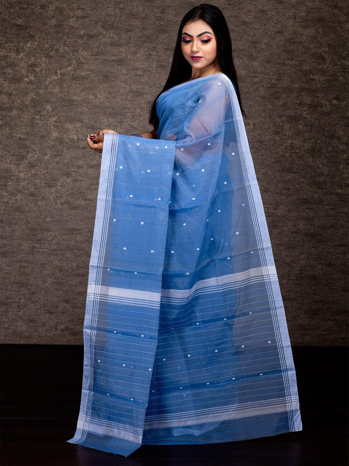 Outstanding Carolina Blue Chanderi Silk Jamdani Saree - WeaversIndia