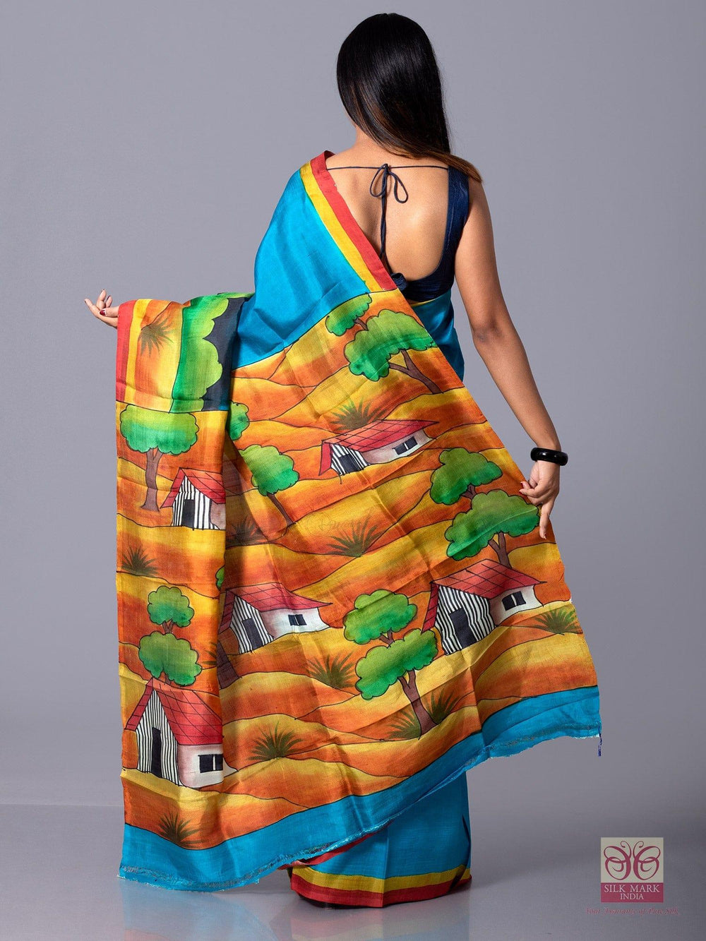 Par Anchal Hand Painted Murshidabad Silk Saree - WeaversIndia