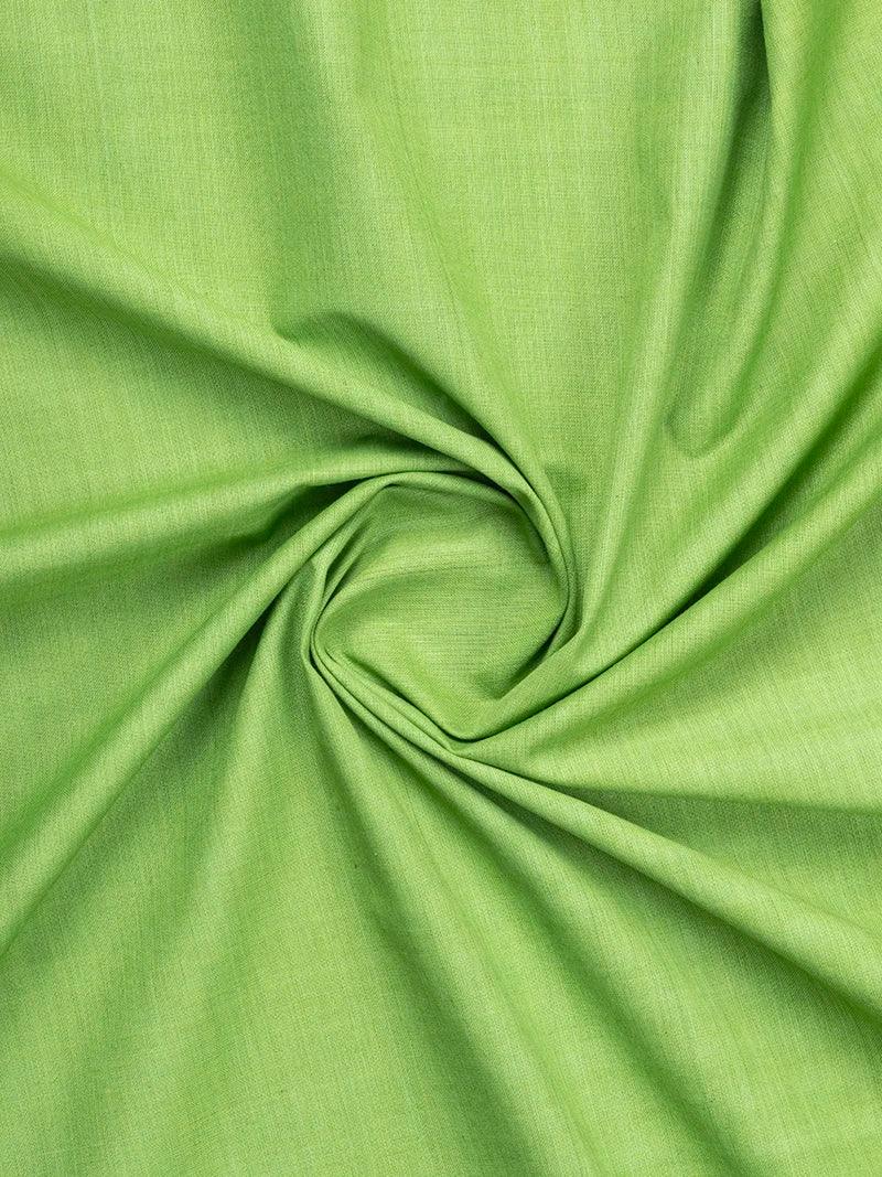 Parrot Green Solid Handwoven Organic Cotton Fabric 44 Inch Width - WeaversIndia