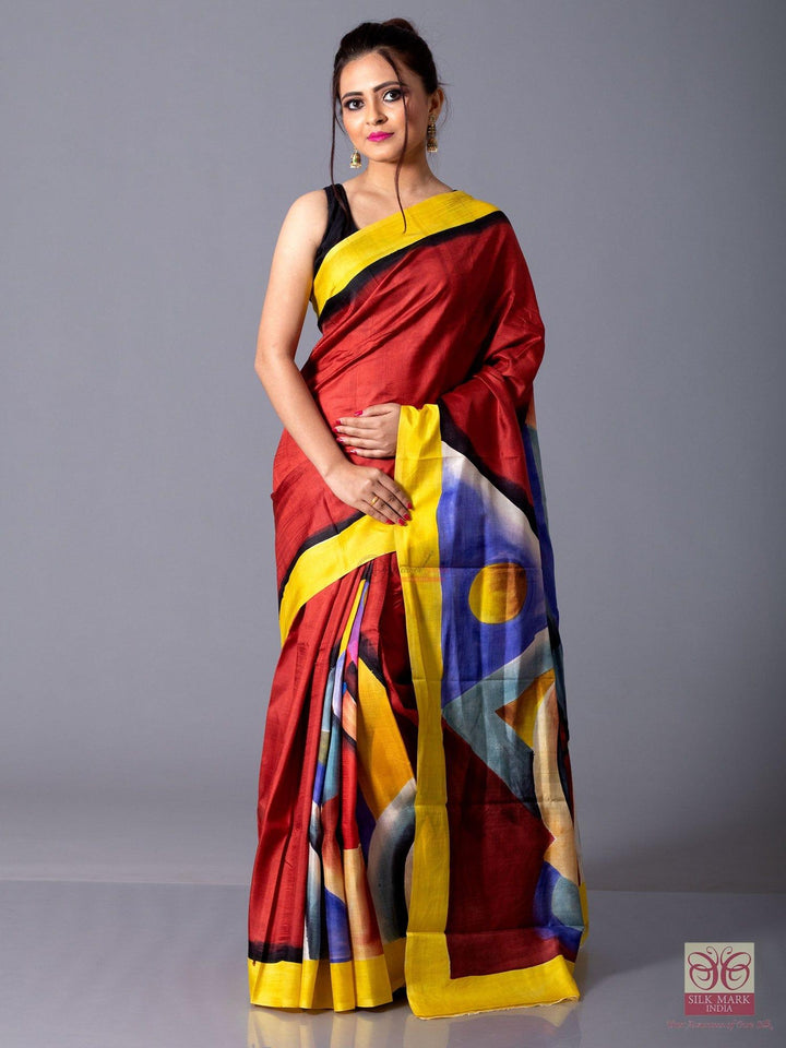 Patli Pallu Hand Painted Murshidabad Silk Saree - WeaversIndia