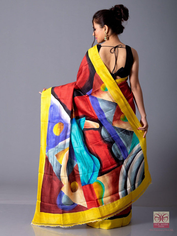 Patli Pallu Hand Painted Murshidabad Silk Saree - WeaversIndia