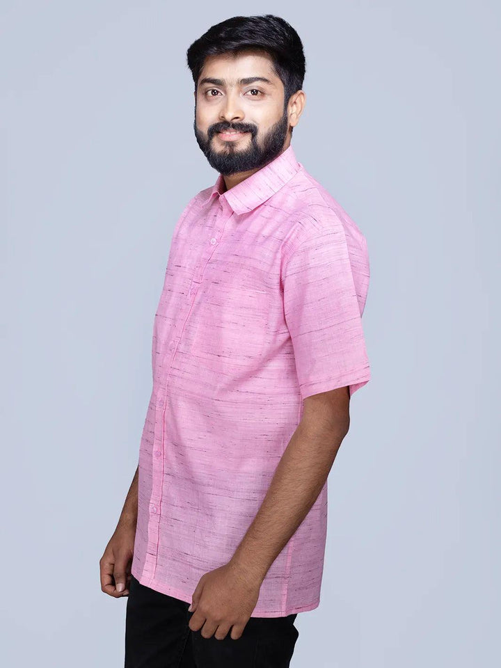 Pink Springs Handwoven Organic Cotton Men Shirt - WeaversIndia