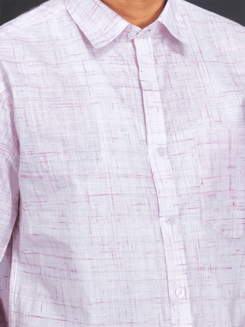 Purple Handwoven Organic Cotton Springs Fine Muslin Men Shirt - WeaversIndia
