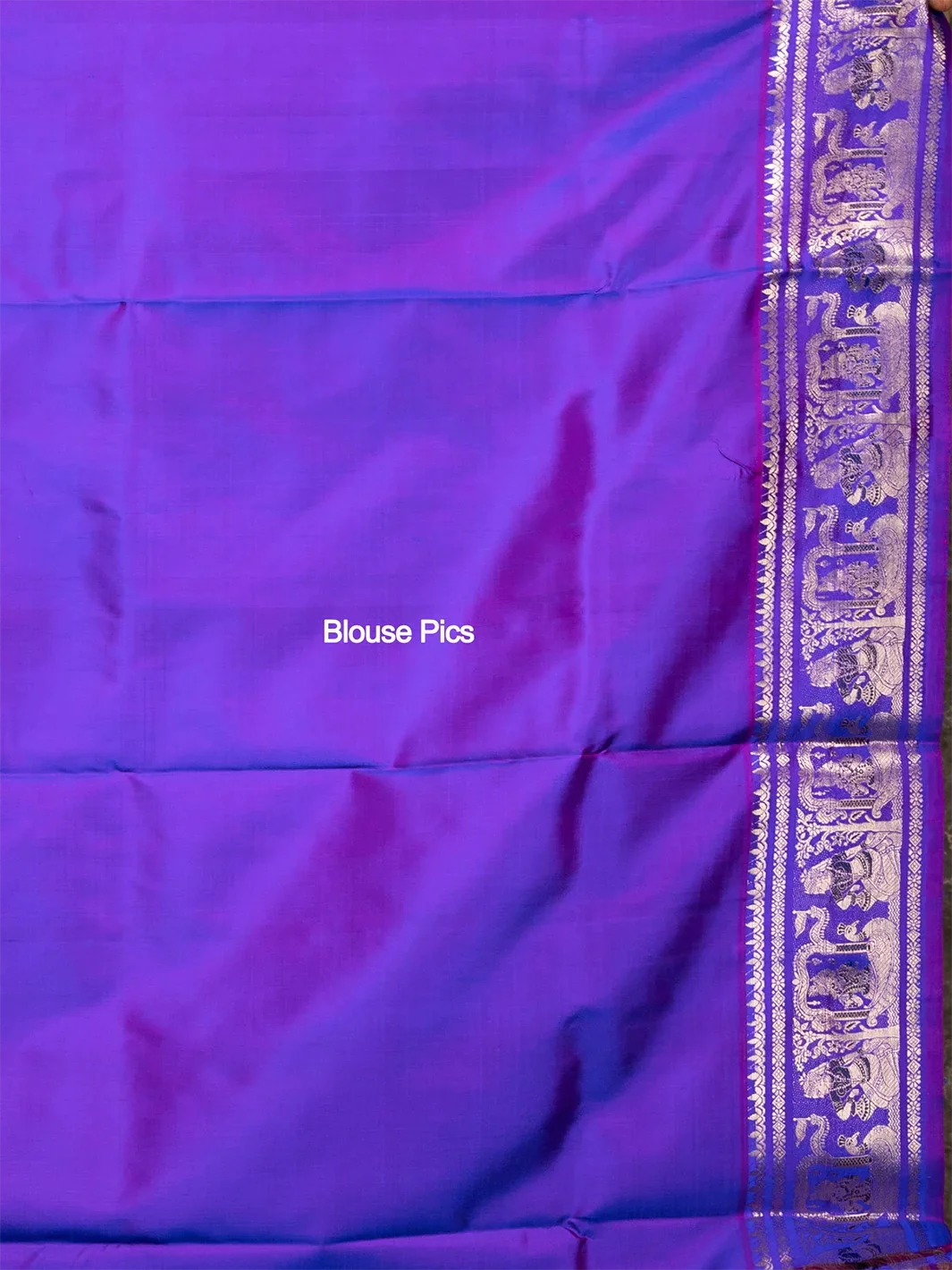 Red Blue Duel Tone Traditional Minakari Swarnachari Silk Saree - WeaversIndia