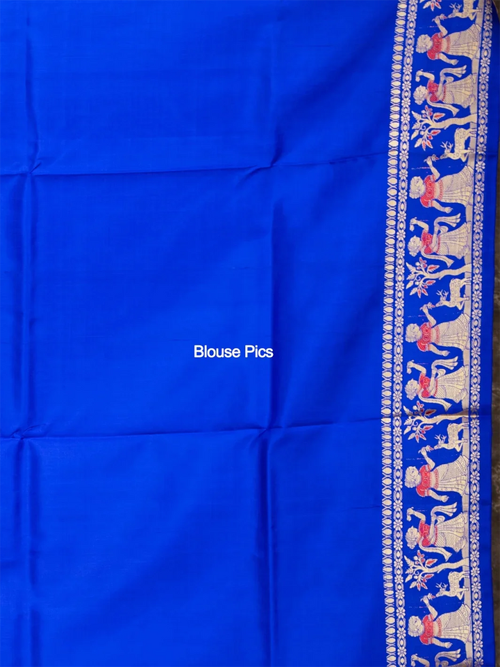 Royal Blue Traditional Minakari Swarnachari Silk Saree - WeaversIndia
