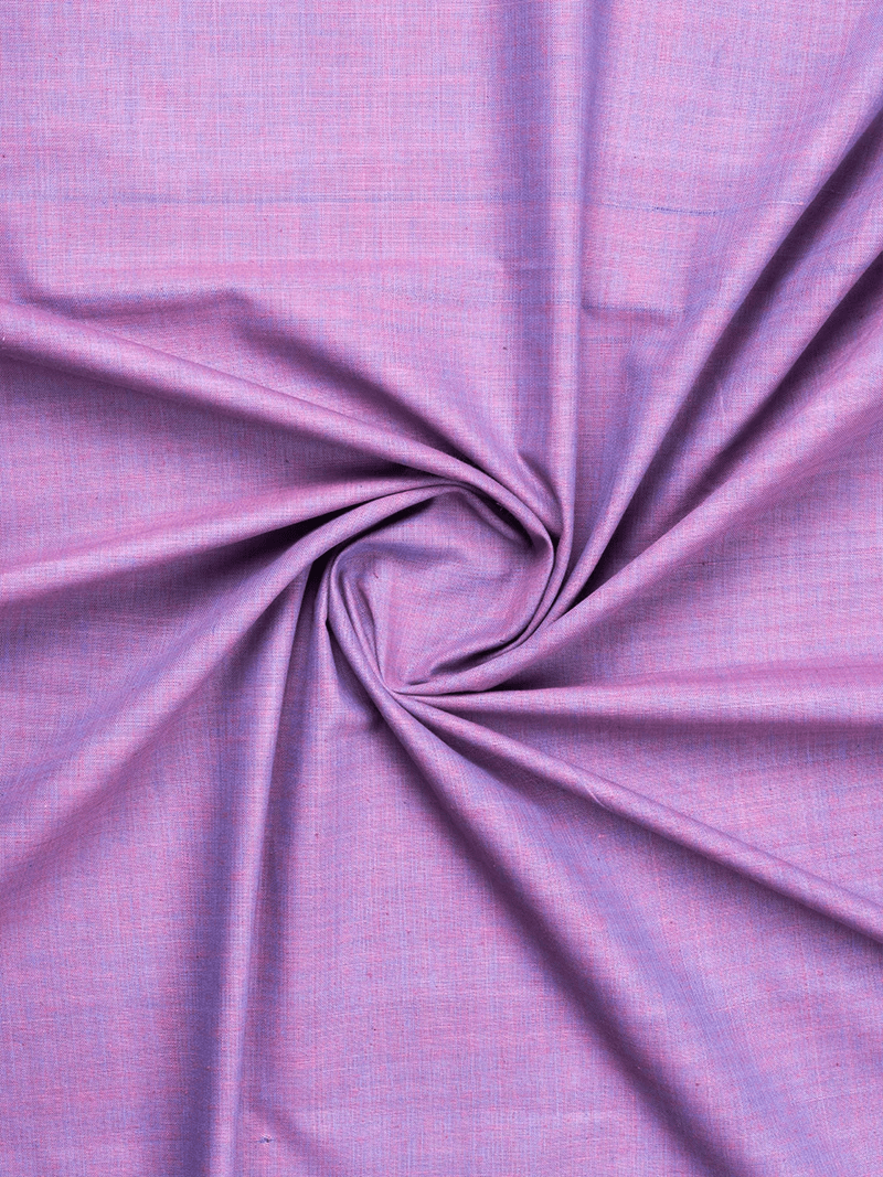Sky Blue And Peach Duel Tone Handwoven Organic Cotton Fabric 44 Inch Width - WeaversIndia