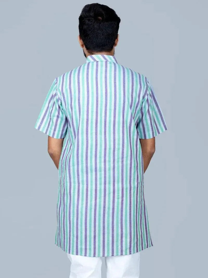 Striped Handwoven Organic Cotton Men Kurta - WeaversIndia