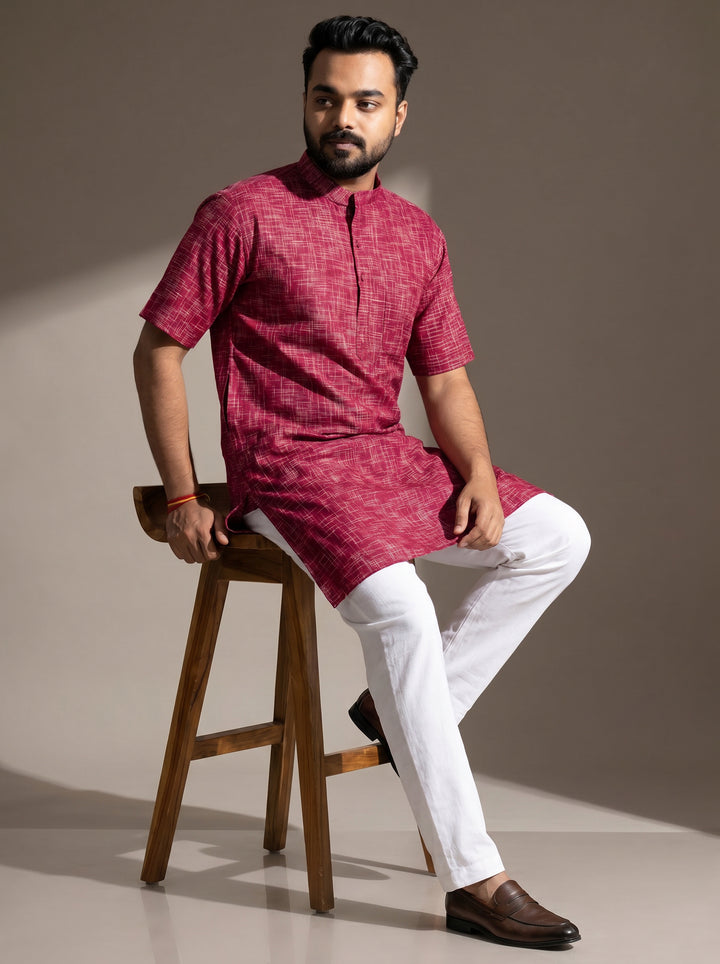 Maroon Springs Handwoven Organic Cotton Men Kurta