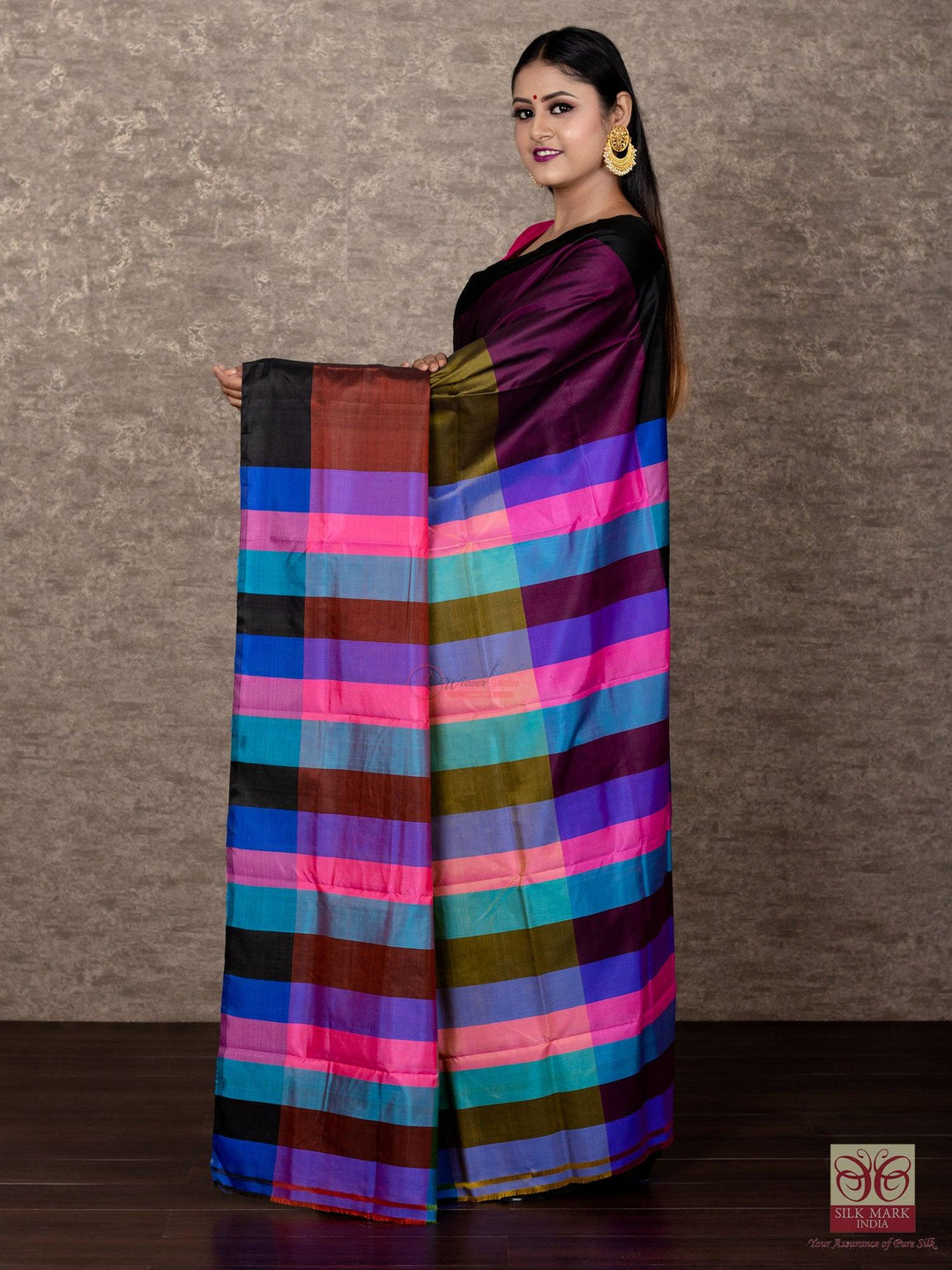 Unusual Multi Color Plani 4D Sonamukhi Silk Saree - WeaversIndia