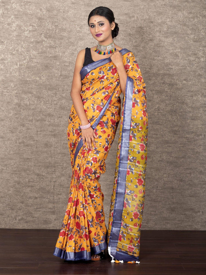 Unusual Par Anchal Madhubani Printed Slab Cotton Saree - WeaversIndia