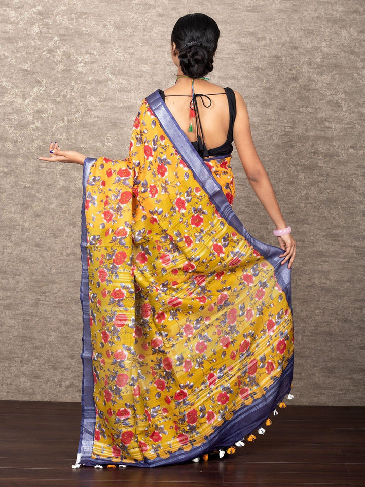 Unusual Par Anchal Madhubani Printed Slab Cotton Saree - WeaversIndia