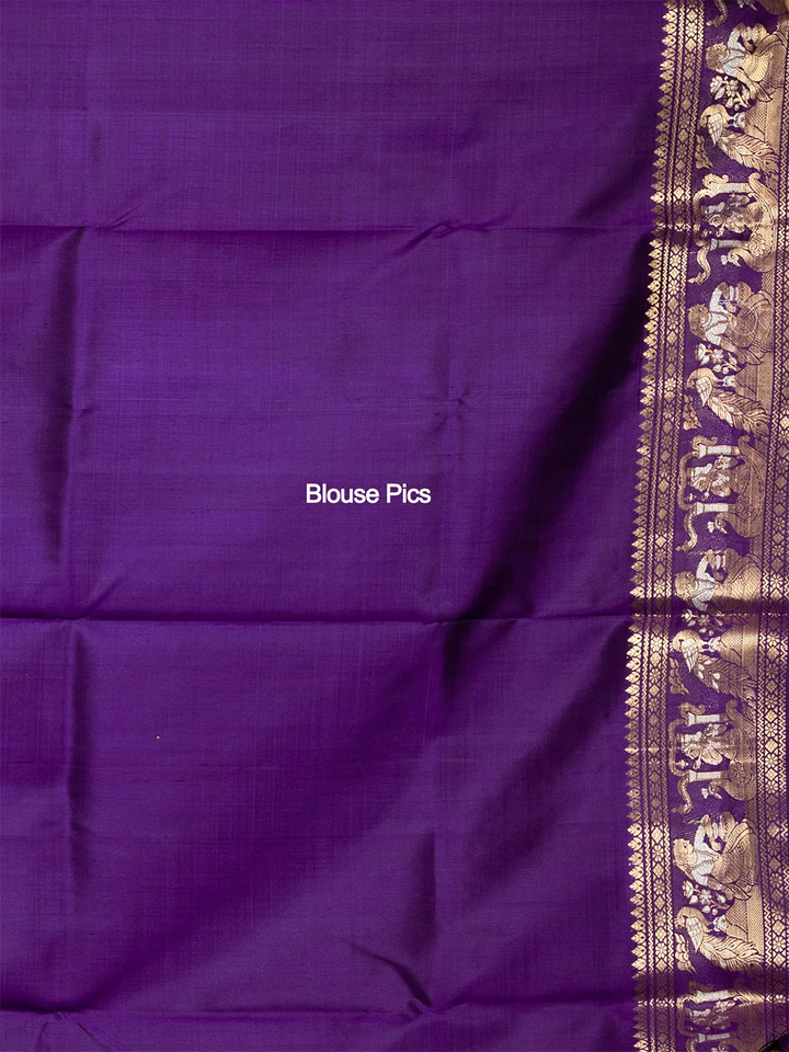 Violet Traditional Minakari Swarnachari Silk Saree - WeaversIndia
