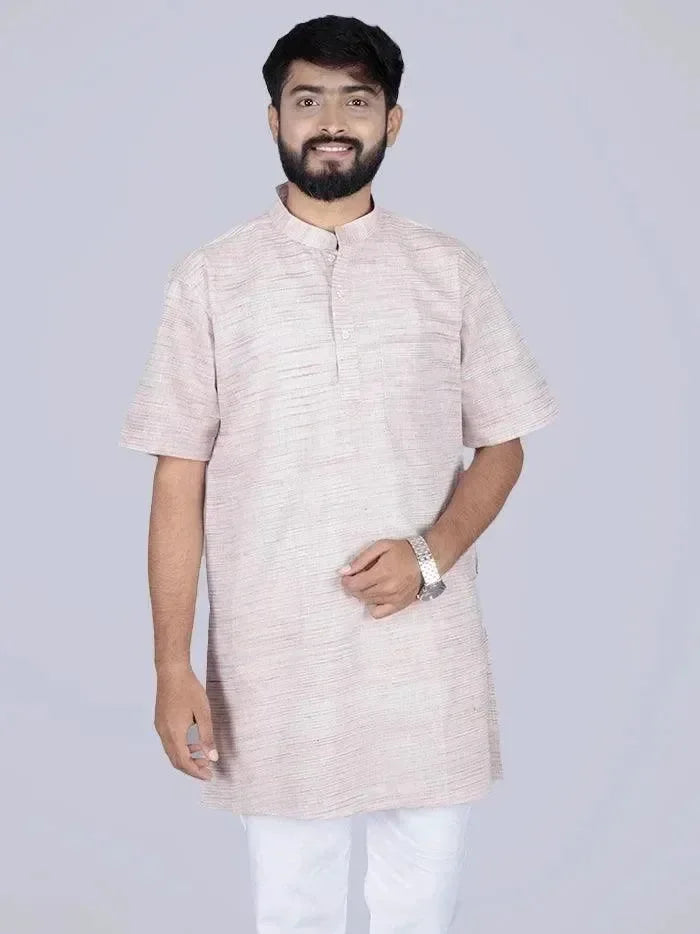 Wheat Color Springs Handwoven Organic Cotton Men Kurta - WeaversIndia