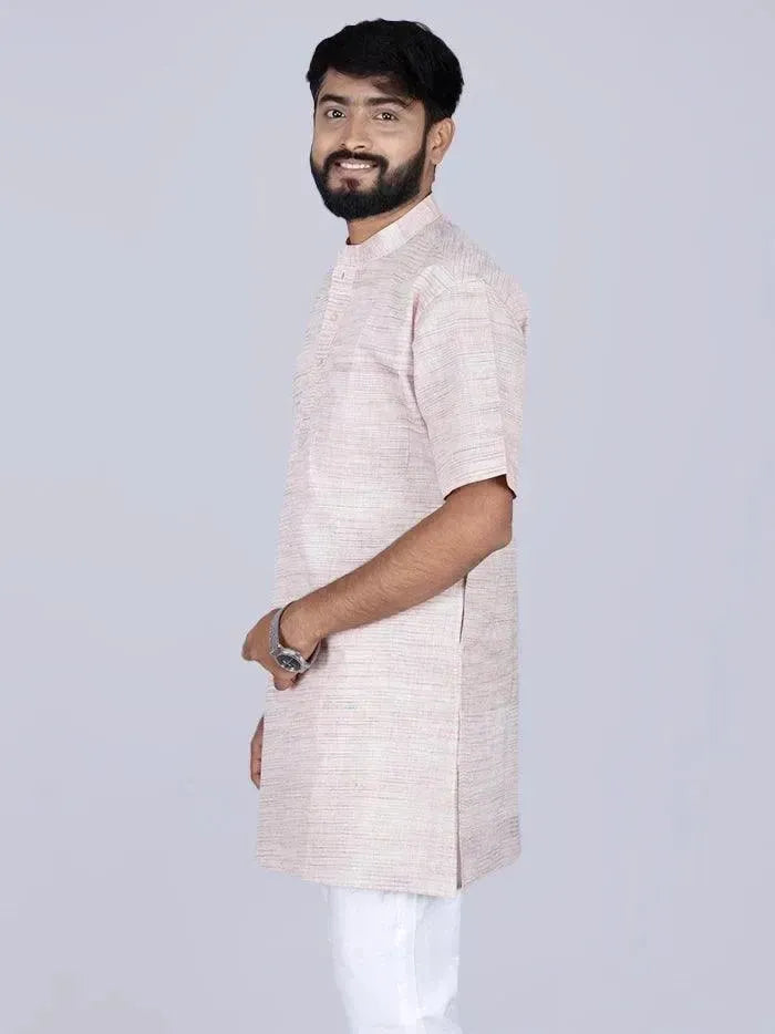 Wheat Color Springs Handwoven Organic Cotton Men Kurta - WeaversIndia