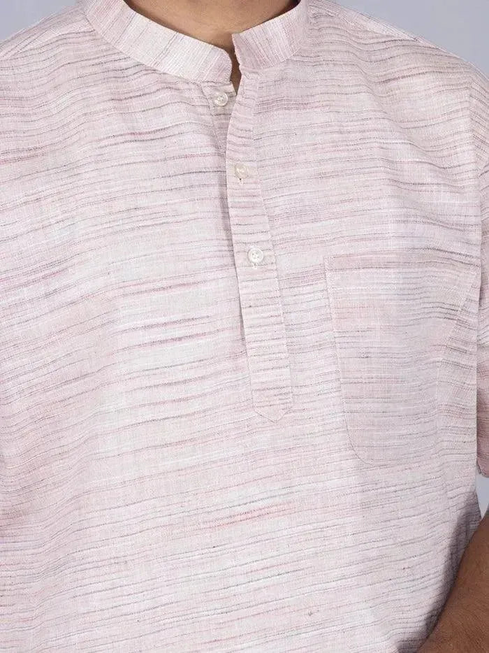 Wheat Color Springs Handwoven Organic Cotton Men Kurta - WeaversIndia