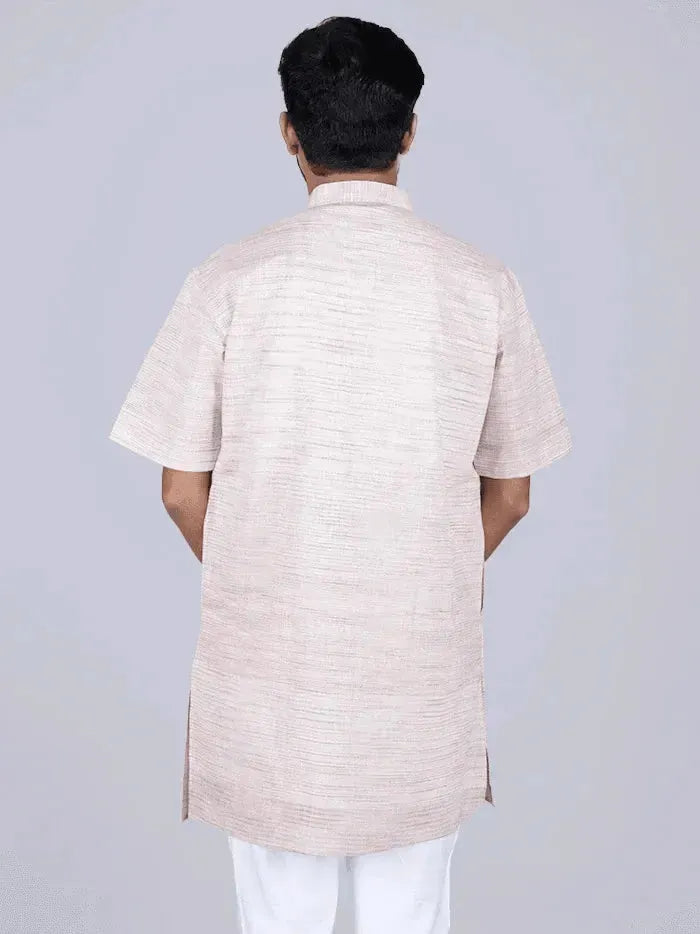Wheat Color Springs Handwoven Organic Cotton Men Kurta - WeaversIndia